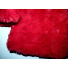 68/74-es gyönyörű piros, puha műszőrme kabát