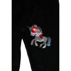 ~122/128-as fekete leggings villogó unikornis mintával