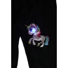 ~122/128-as fekete leggings villogó unikornis mintával