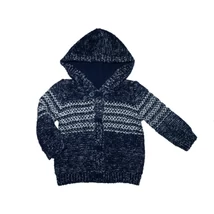 Kép a(z) 74/80-as sötétkék-fehér kötött kapucnis kocsikabát, kardigán termékhez Kép a(z) 74/80-as sötétkék-fehér kötött kapucnis kocsikabát, kardigán termékhez