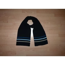 Kép a(z) Fekete kötött sál, a két végén kék-drapp csíkokkal termékhez