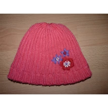 Kép a(z) Rózsaszín kötött sapka virág díszítéssel termékhez