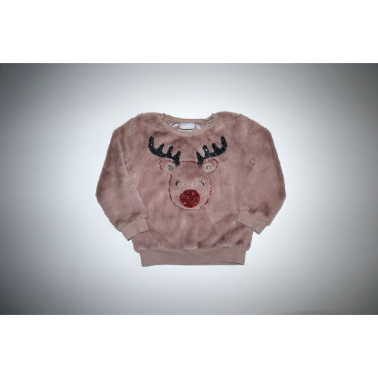104-es pihe-puha flitteres rénszarvasos karácsonyi pulóver
