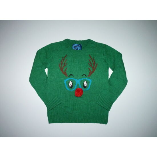 128-as karácsonyi Rudolf rénszarvas mintás kötött pulóver
