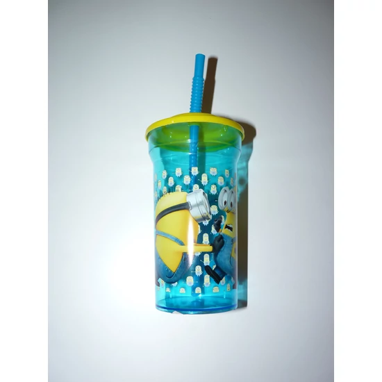 Minyonos szívószálas pohár fedővel - Minion 460 ml