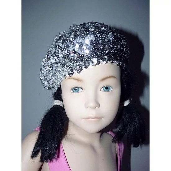 Kép a(z) Ezüst flitteres rugalmas csillogó barett sapka termékhez