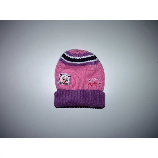 Kép a(z) Rózsaszín-lila kötött sapka bárányos mintával - ~2-4 év termékhez