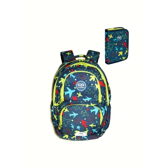 Coolpack vagány ifjúsági hátizsák  és tolltartó szett neon színnel - D001328